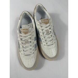 Gola Hawk Womens Sneakers White Blue Gold Leather Suede Trainers CLB336 Size 6